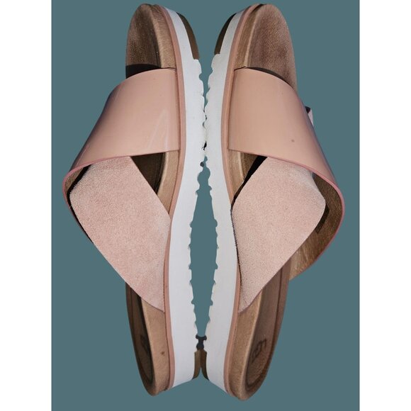 UGG Treadlite Pink Kari Slide Leather Minimalist Lightweight Sandals Women 7.5 - Picture 1 of 10